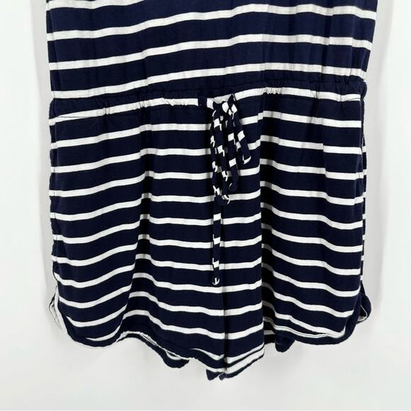 LOVE by Gap Sleep Romper Soft Stripe Blue White Pockets Shorts Size S - Picture 2 of 8